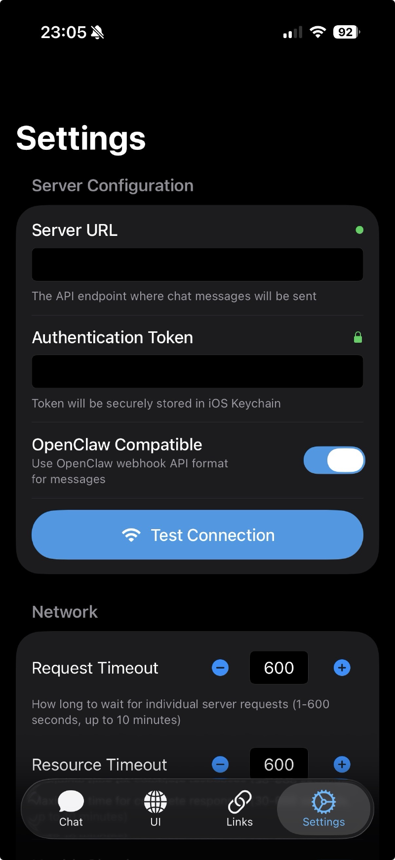 PocketHook Settings screen